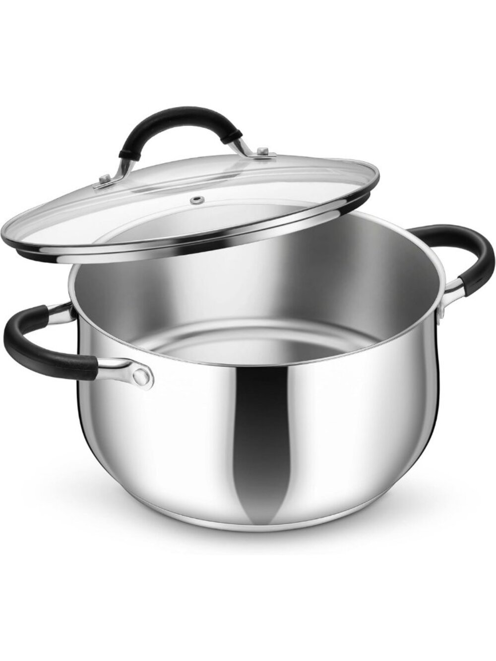 6 Quart Stainless Steel Stock Pot with Visible Lid | Tri-Ply, Heatproof Handles